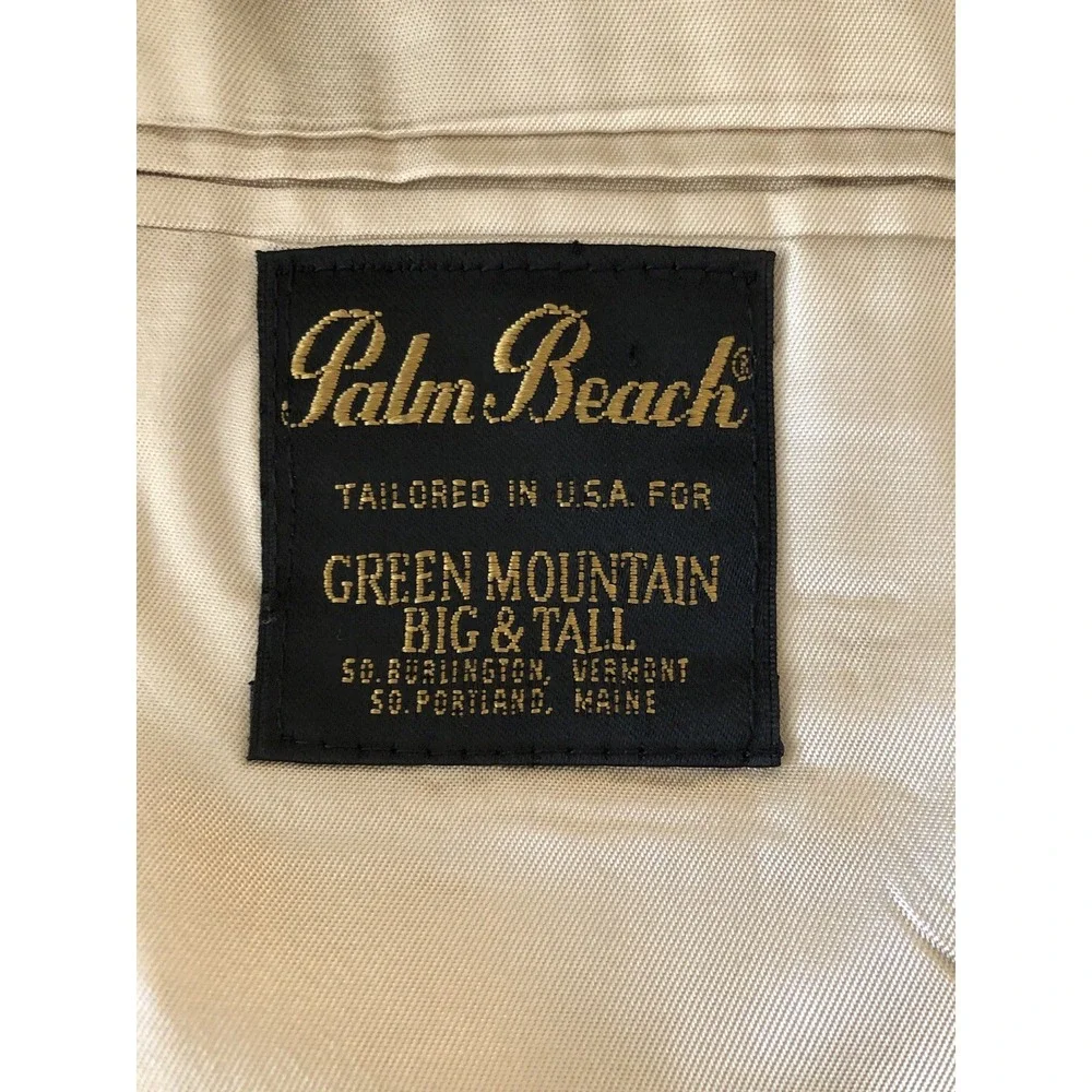 Vintage Palm Beach Blazer 44L Madras Plaid Linen Blend Suit Coat Jacket Classic